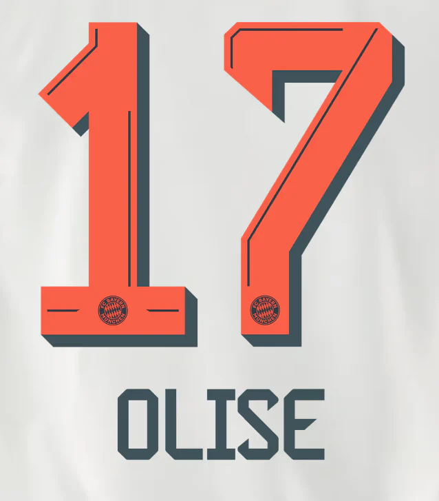 Bayern Munich 2025/26 Away OLISE #17 Official Name Set
