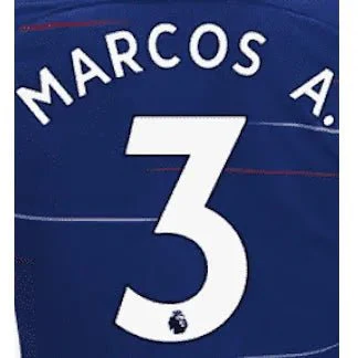 Chelsea Home 2018/19 Marcos A. #3 Jersey Name Set