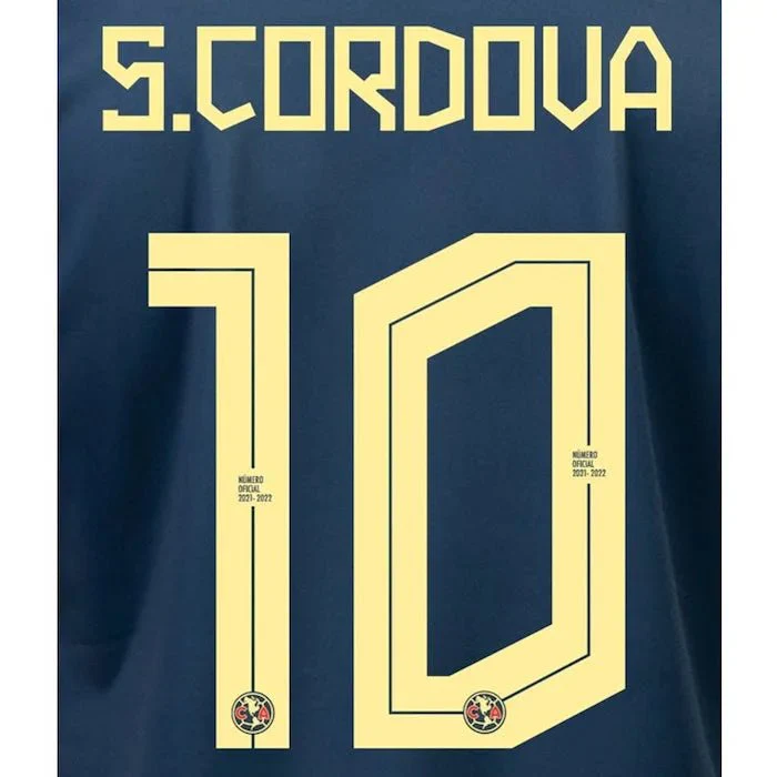 Club America 2021/22 Away S. Cordova #10 Jersey Name Set