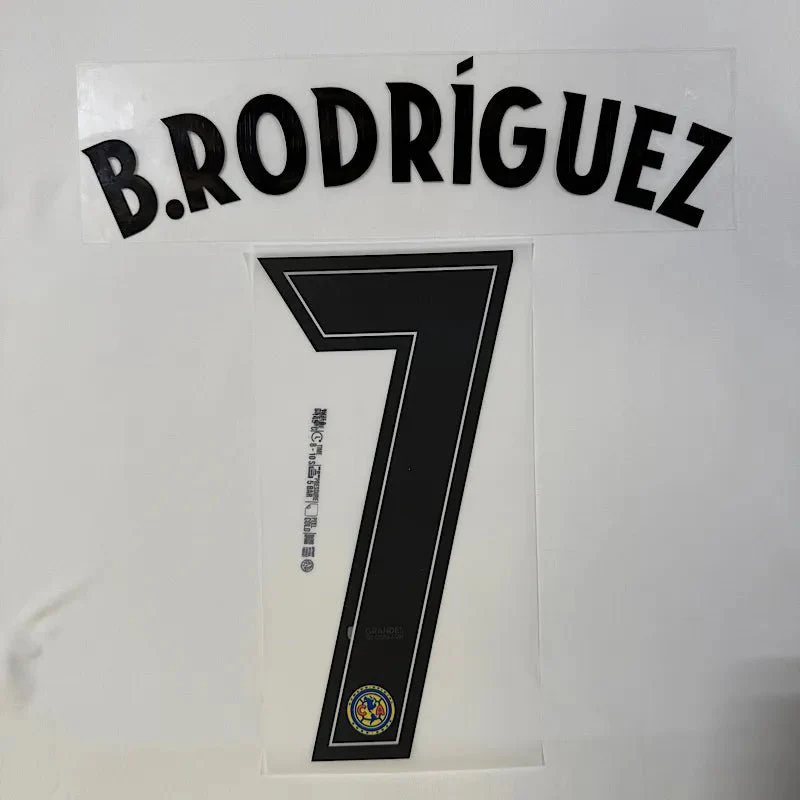 Club America 2025-26 Home B. RODRIGUEZ #7 Official Name Set