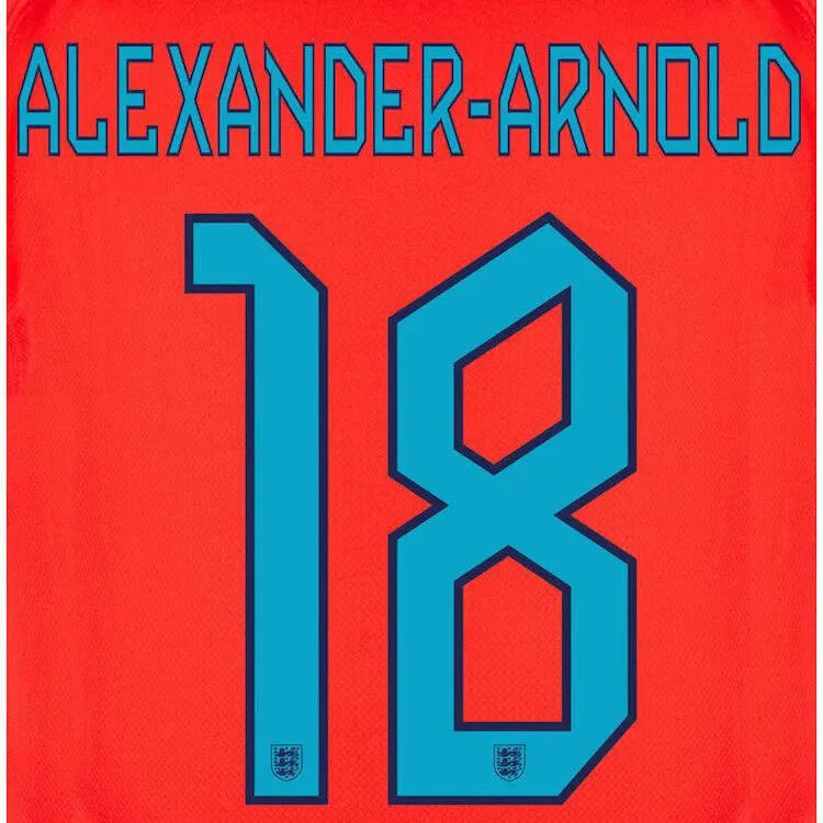 England 2022-23 Away Alexander-Arnold #18 Jersey Name Set