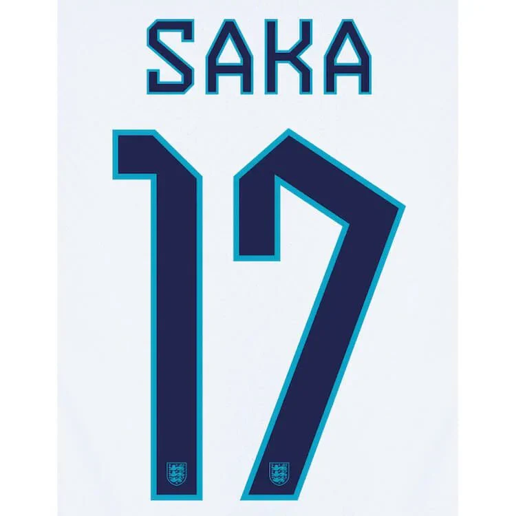 England 2022-23 Home Saka #17 Jersey Name Set