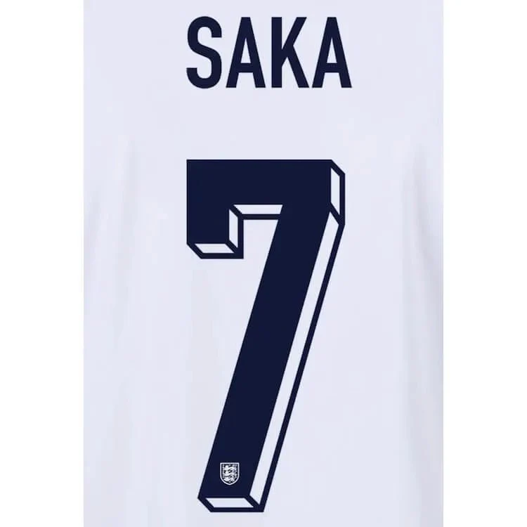 England 2024/25 Home Saka #7 Jersey Name Set