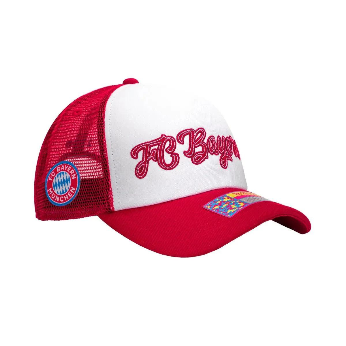 Fan Ink Collection Bayern Munich Script Stop Trucker Hat - Red-White - Image 3