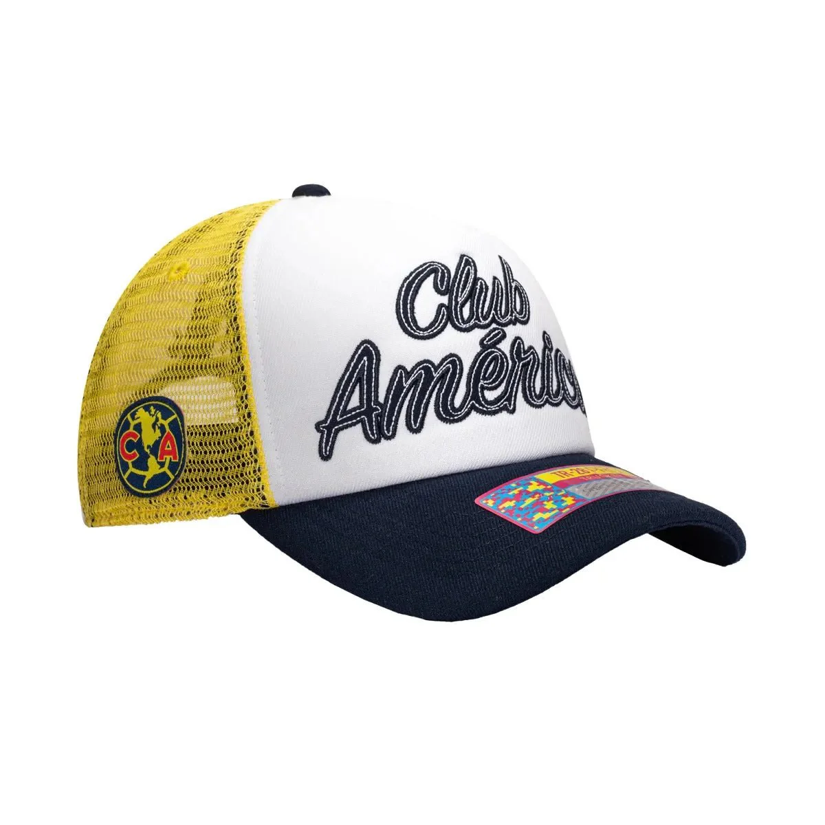 Fan Ink Collection Club America Stop Script Trucker Hat - Yellow-Navy - Image 4