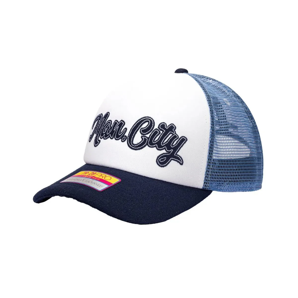 Fan Ink Collection Manchester City Script Stop Trucker Hat - Calming Blue - Image 2