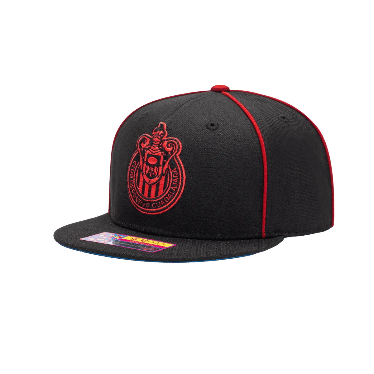 Fan Ink Collection Chivas Cali Night Snapback Hat - Black-Red - Image 3
