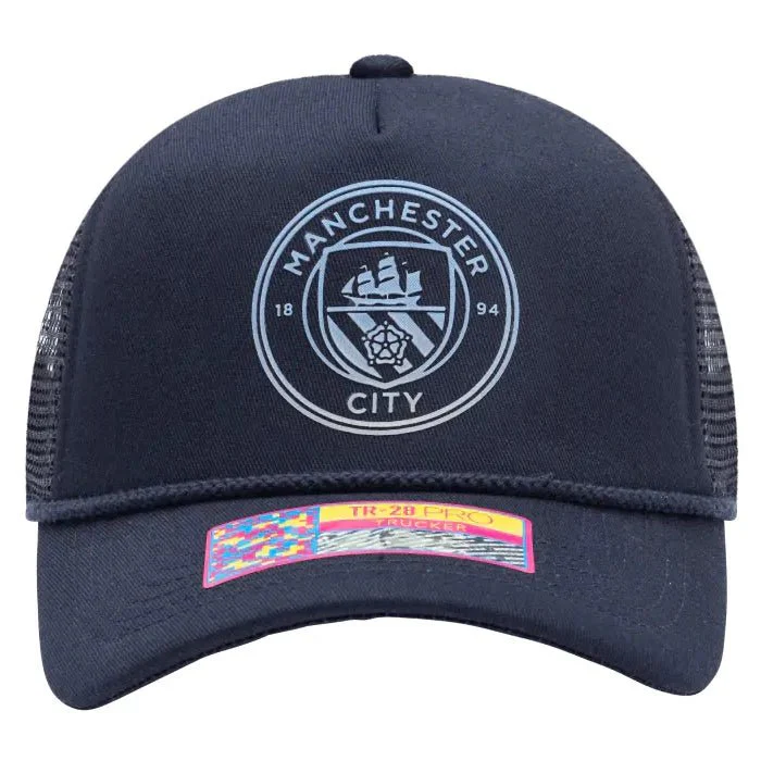 Fan Ink Collection Manchester City Atmosphere Trucker Hat - Navy