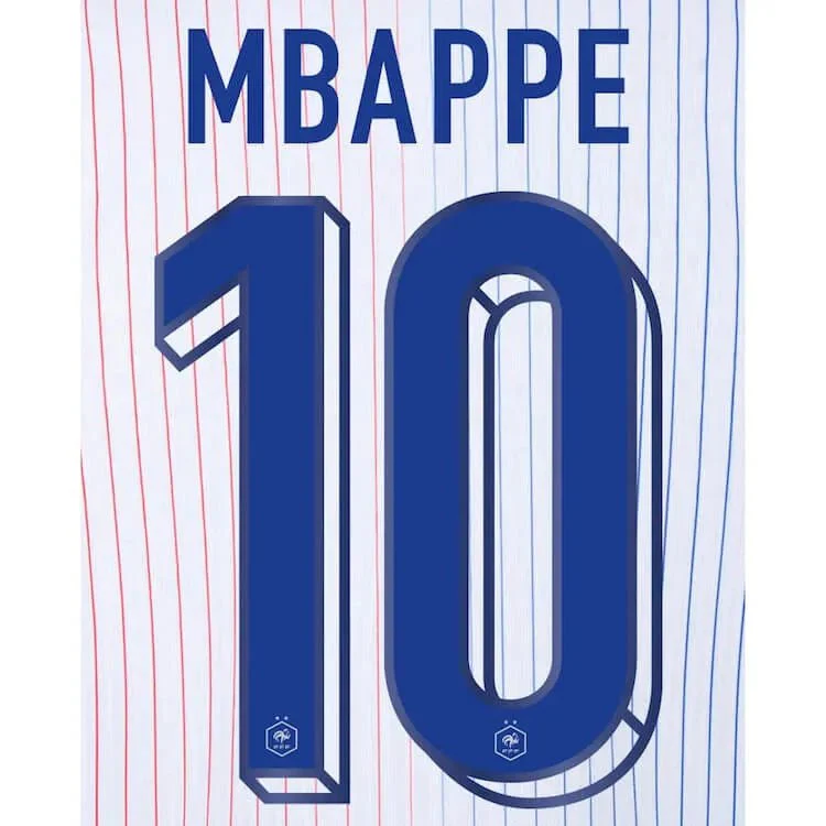 France 2024/25 Away Mbappe #10 Youth Jersey Name Set