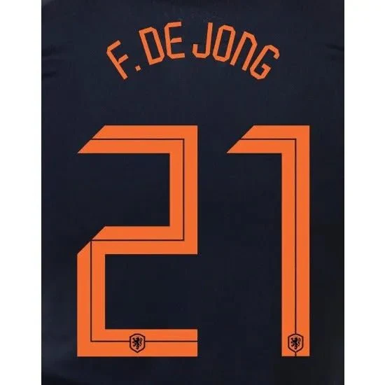 Netherlands 2020/21 Away F. De Jong #21 Jersey Name Set