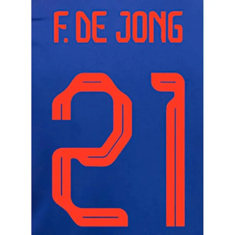 Netherlands 2022-23 Away F. De Jong #21 Jersey Name Set