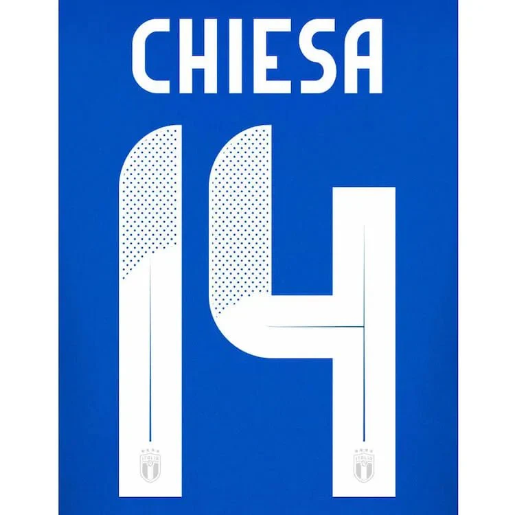 Italy 2024/25 Home Chiesa #14 Jersey Name Set