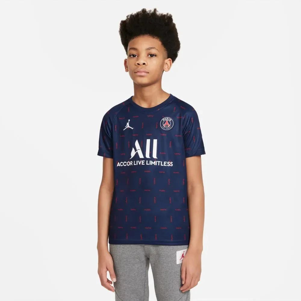 Jordan 2021-22 PSG Youth DF Pre-Match SS Jersey - Navy-Red