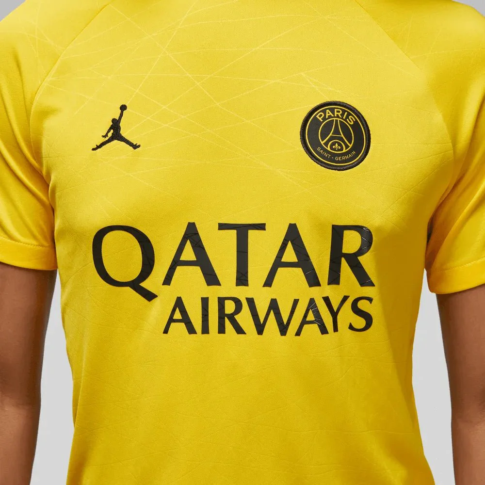 Jordan 2023 Paris Saint-Germain 4th Lifestyle Pre-Match Top - Yellow-Black - Image 4