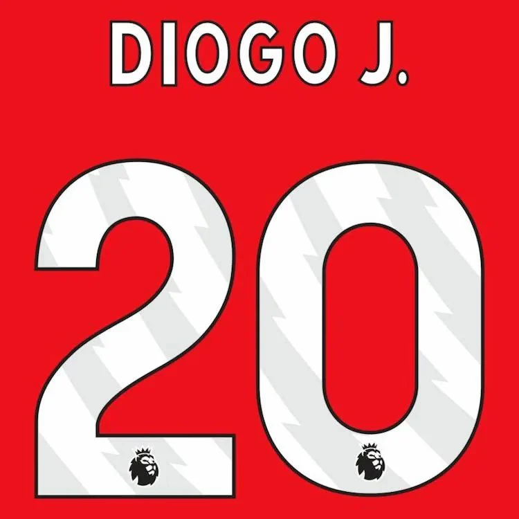 Liverpool 2023-Home Diogo J. #20 Jersey Name Set-White