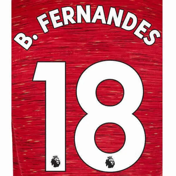 Man United 2019/22 Home B. Fernandes #18 Jersey Name Set