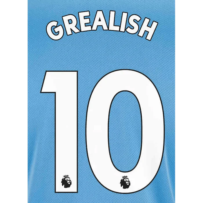 Manchester City 2021-22 Home Grealish #10 Jersey Name Set-White