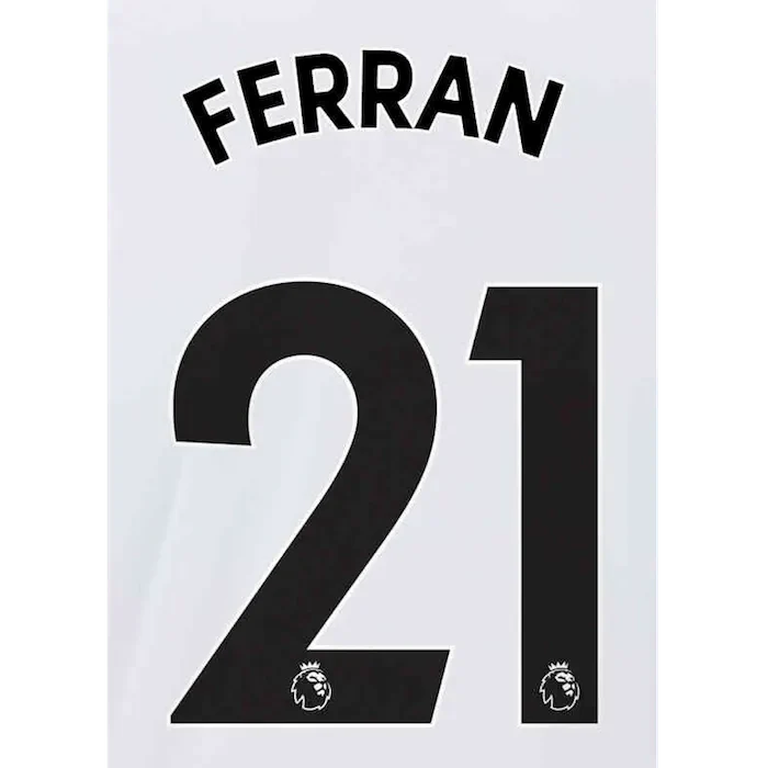 Manchester City 2021/22 Away Ferran #21 Jersey Name Set Black