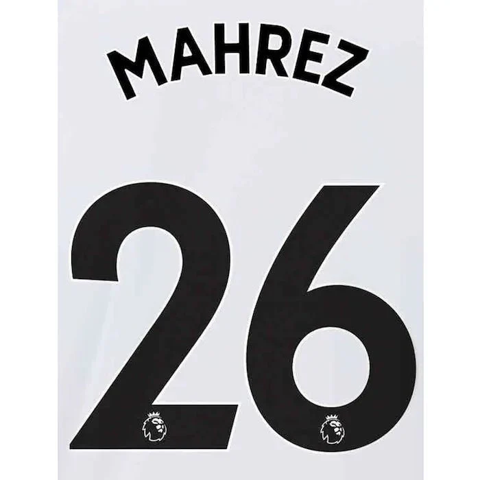 Manchester City 2021/22 Away Mahrez #26 Jersey Name Set-Black