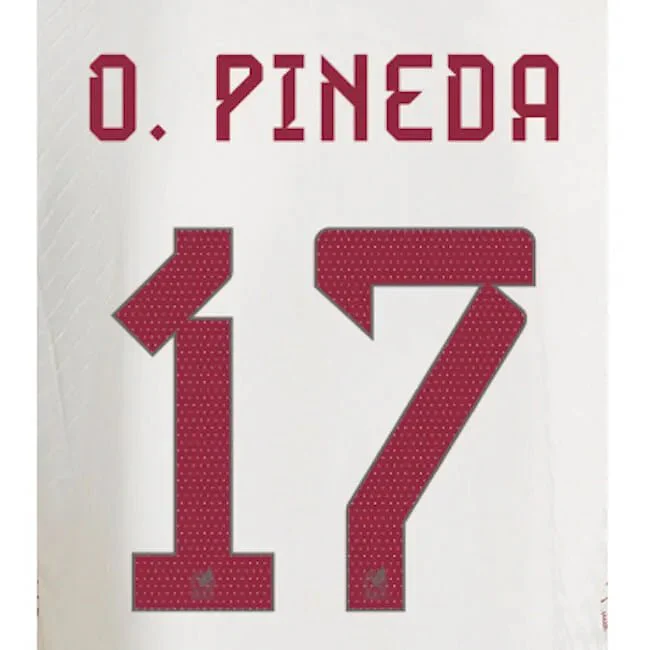 Mexico 2022-23 Away Pineda #17 Jersey Name Set