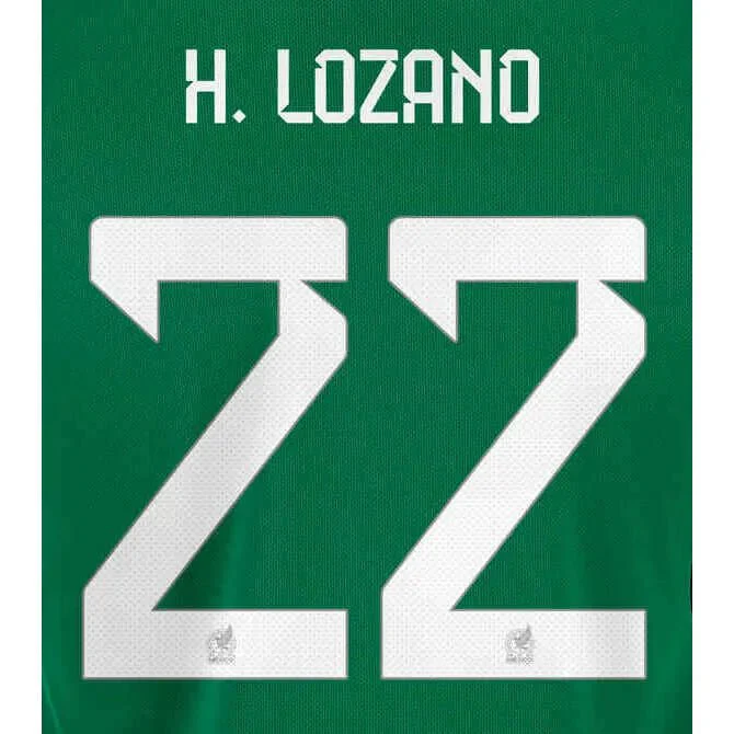 Mexico 2022-23 Home Lozano #22 Youth Jersey Name Set