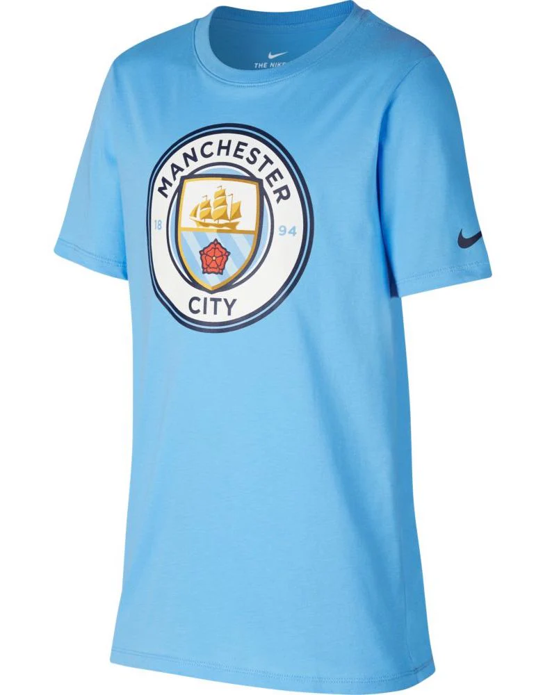 Nike 2018-19 Manchester City Evergreen Crest Youth Tee-Blue - Image 2