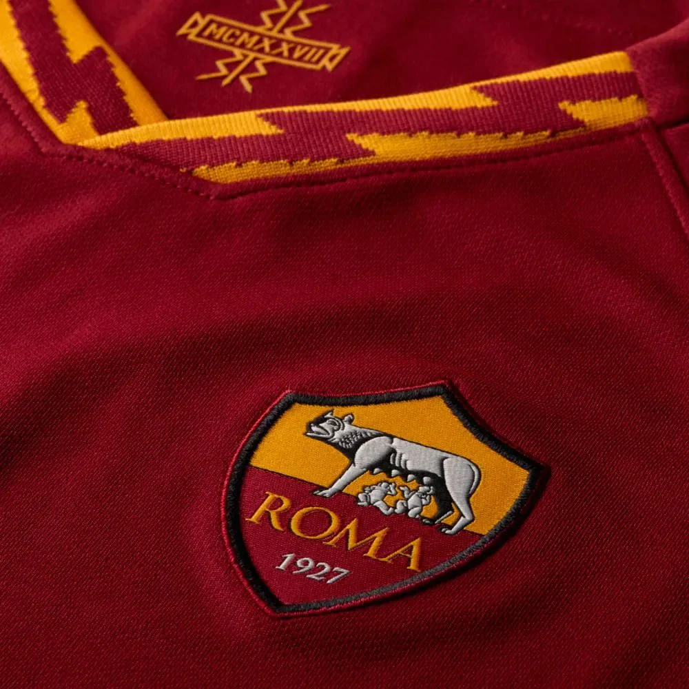 Nike 2019-20 Roma YOUTH Home Jersey - Red-Yellow - Image 6