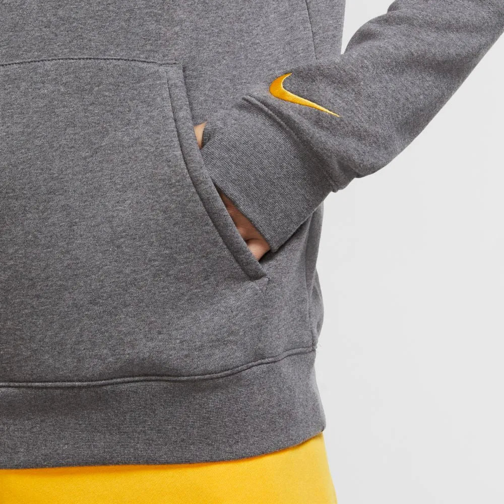 Nike 2020-21 Barcelona Fleece Pullover Hoodie - Grey-Yellow - Image 5