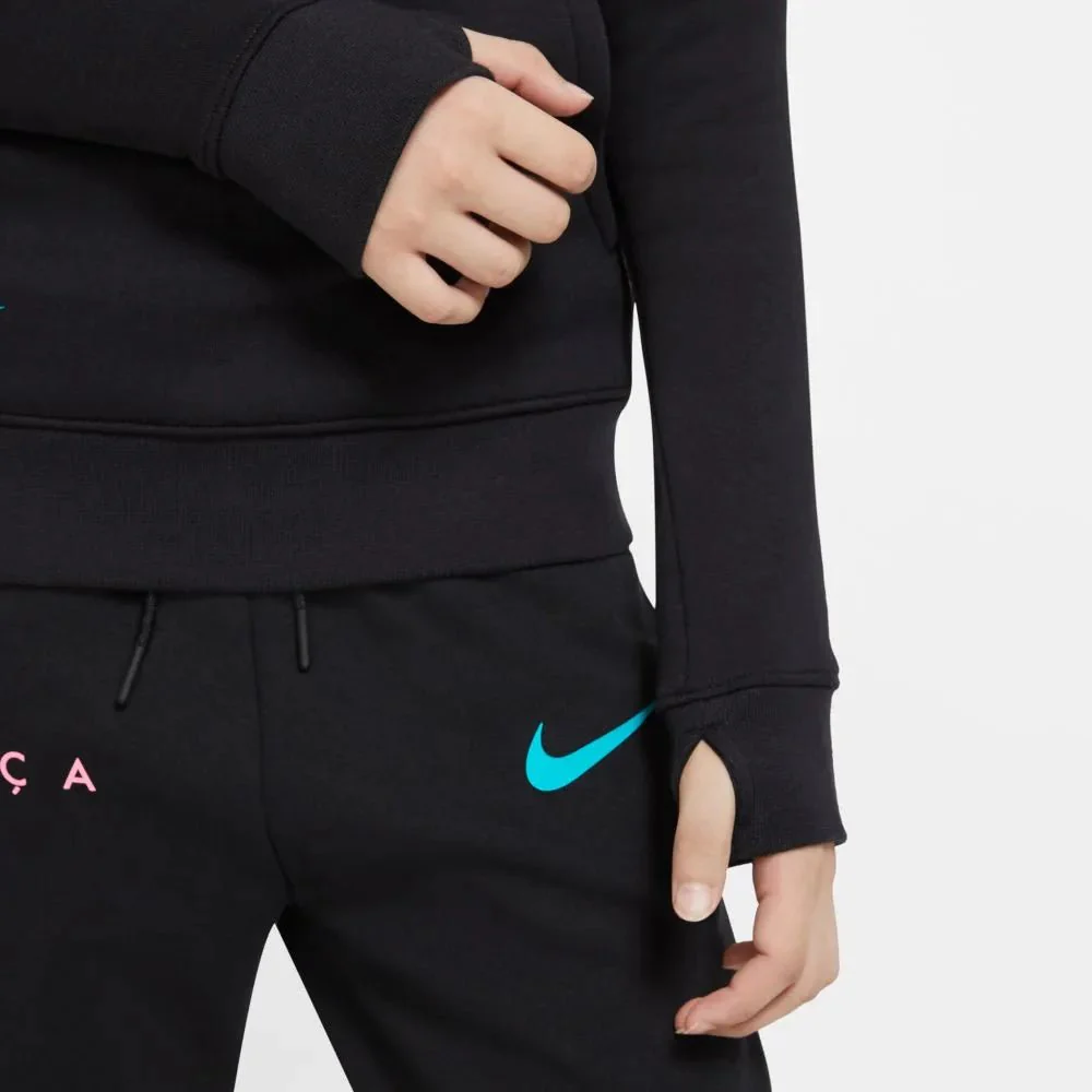 Nike 2020-21 Barcelona Youth GFA Fleece Pullover Hoodie - Black-Pink - Image 5