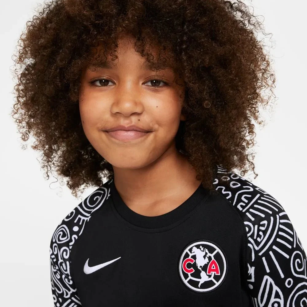 Nike 2020-21 Club America Youth Dry-Fit Pre-Match Jersey - Black-White - Image 2