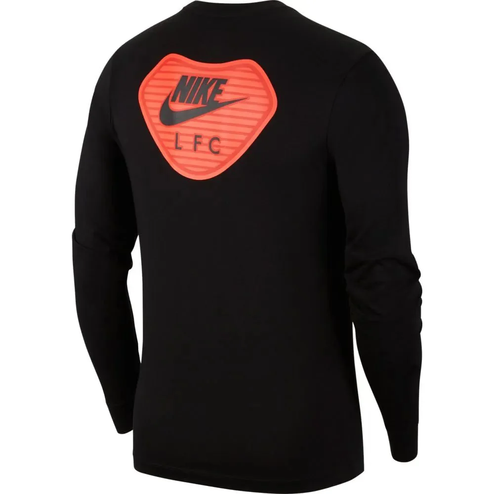 Nike 2020-21 Liverpool Long-Sleeve Travel Tee - Black-Crimson - Image 2