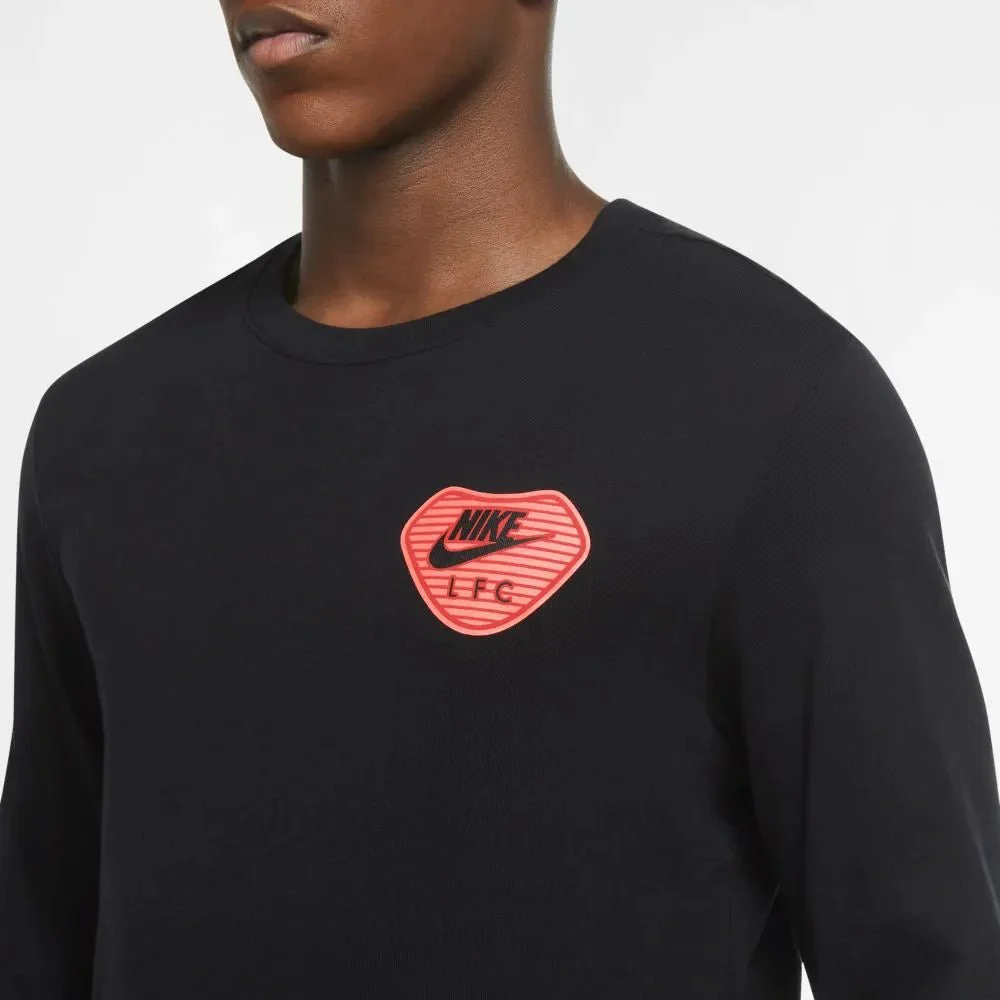 Nike 2020-21 Liverpool Long-Sleeve Travel Tee - Black-Crimson - Image 3