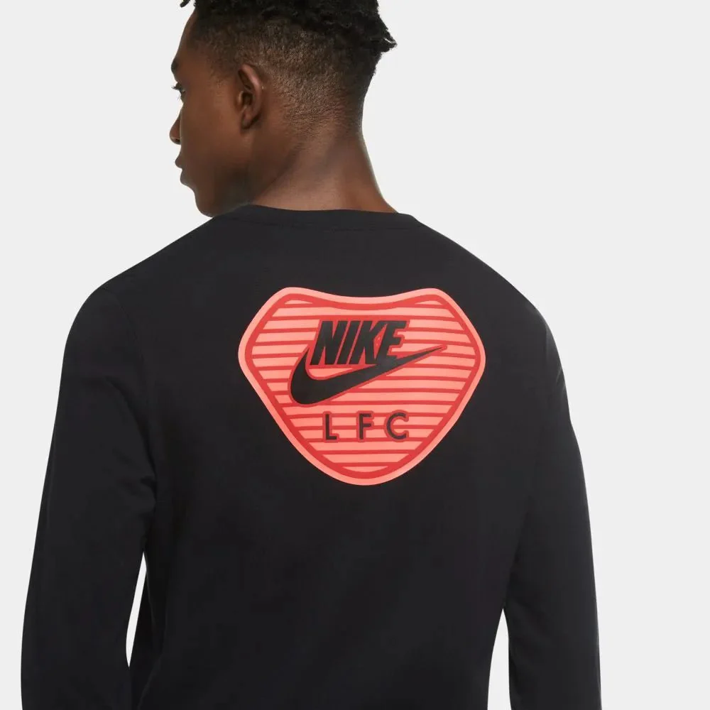 Nike 2020-21 Liverpool Long-Sleeve Travel Tee - Black-Crimson - Image 4