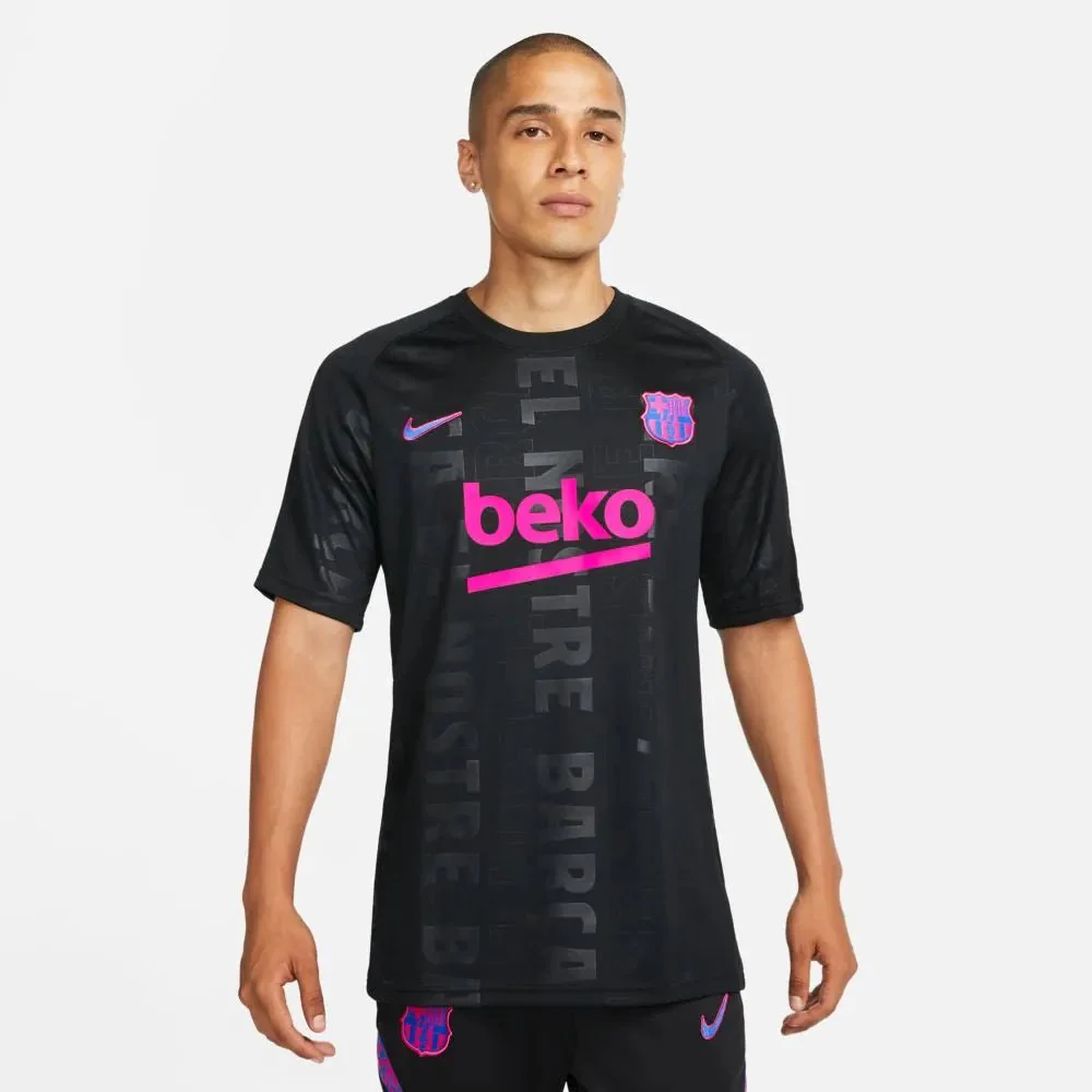 Nike 2021-22 Barcelona DF Pre-Match Jersey - Black- Fire Berry