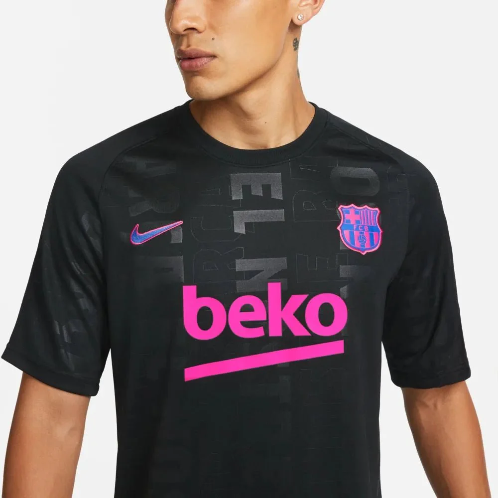 Nike 2021-22 Barcelona DF Pre-Match Jersey - Black- Fire Berry - Image 3
