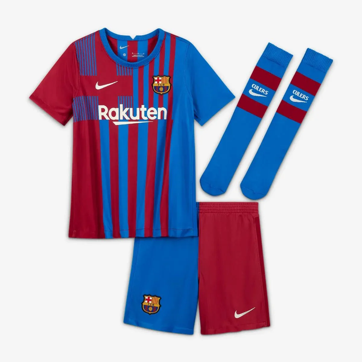 Nike 2021-22 Barcelona Home Little Boys Kit- Soar-Noble Red