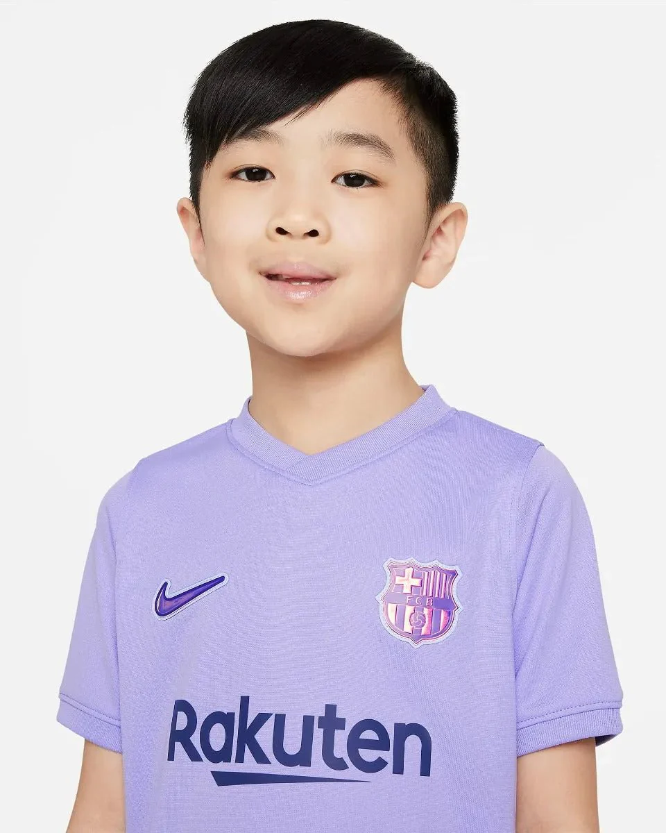 Nike 2021-22 Barcelona Little Kids Away Kit - Purple Pulse - Image 3