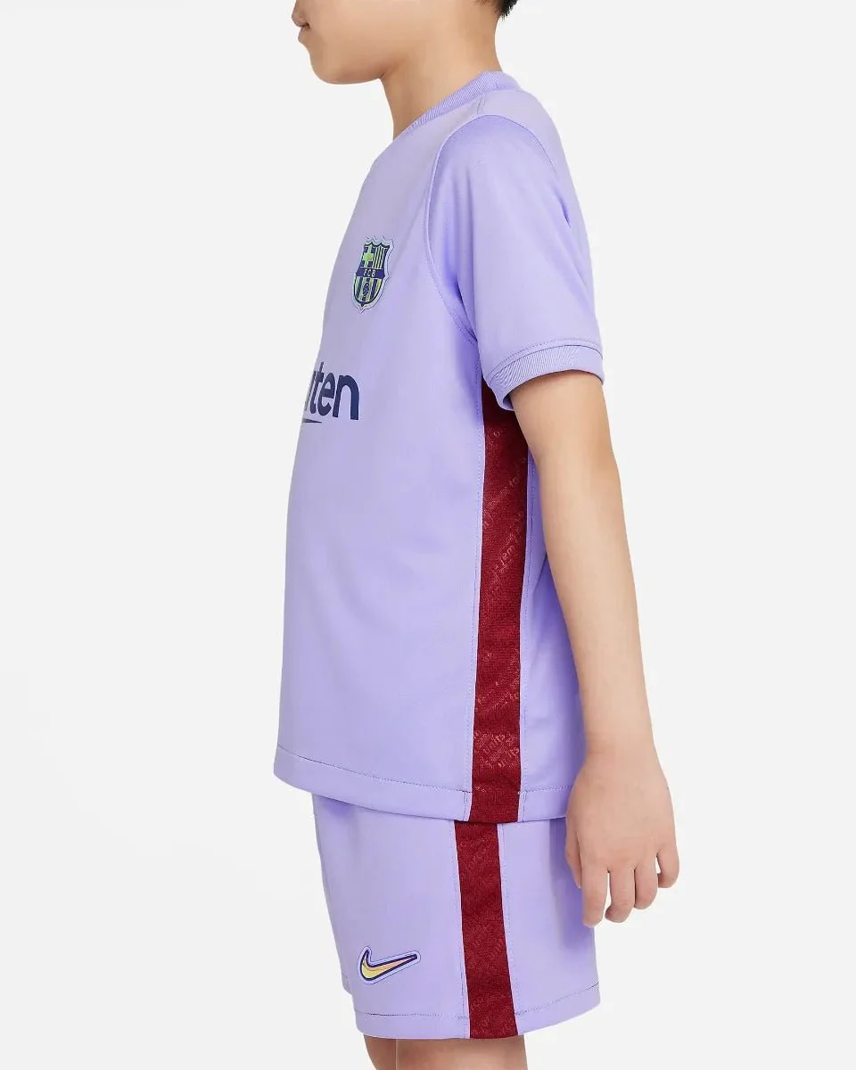 Nike 2021-22 Barcelona Little Kids Away Kit - Purple Pulse - Image 4