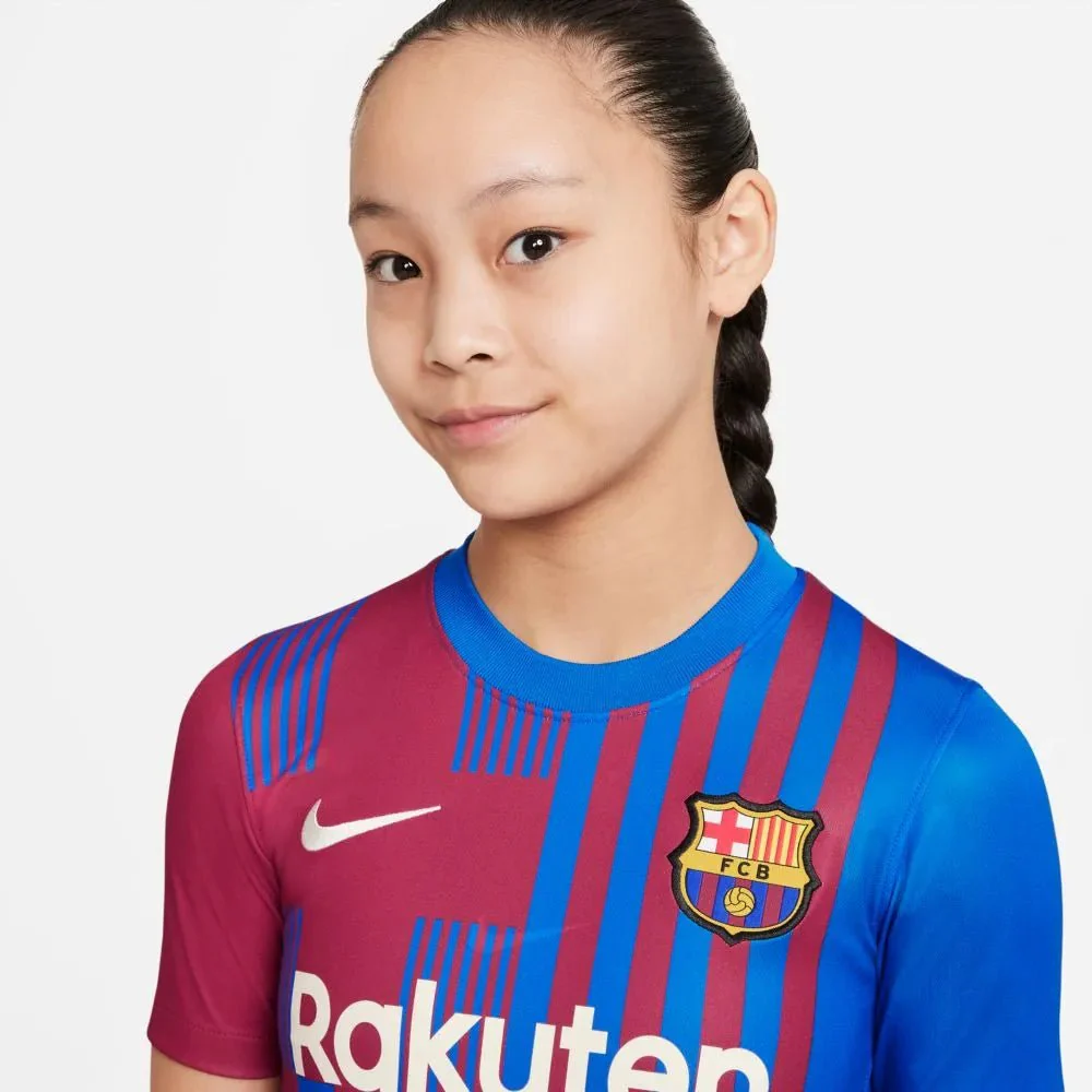 Nike 2021-22 Barcelona Youth Home Jersey - Soar-Pale Ivory - Image 3
