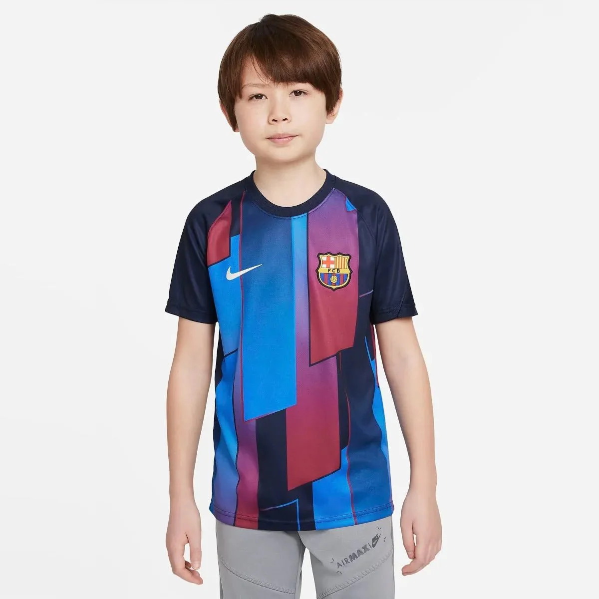 Nike 2021-22 Barcelona Youth Pre-Match SS Jersey - Soar-Obsidian