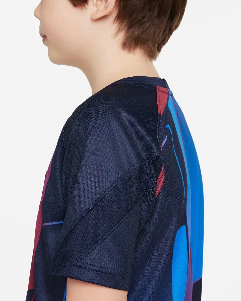 Nike 2021-22 Barcelona Youth Pre-Match SS Jersey - Soar-Obsidian - Image 3
