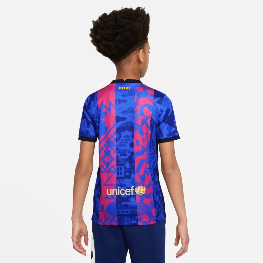 Nike 2021-22 Barcelona Youth Third Jersey - Hyper Royal-Varsity Maize - Image 2