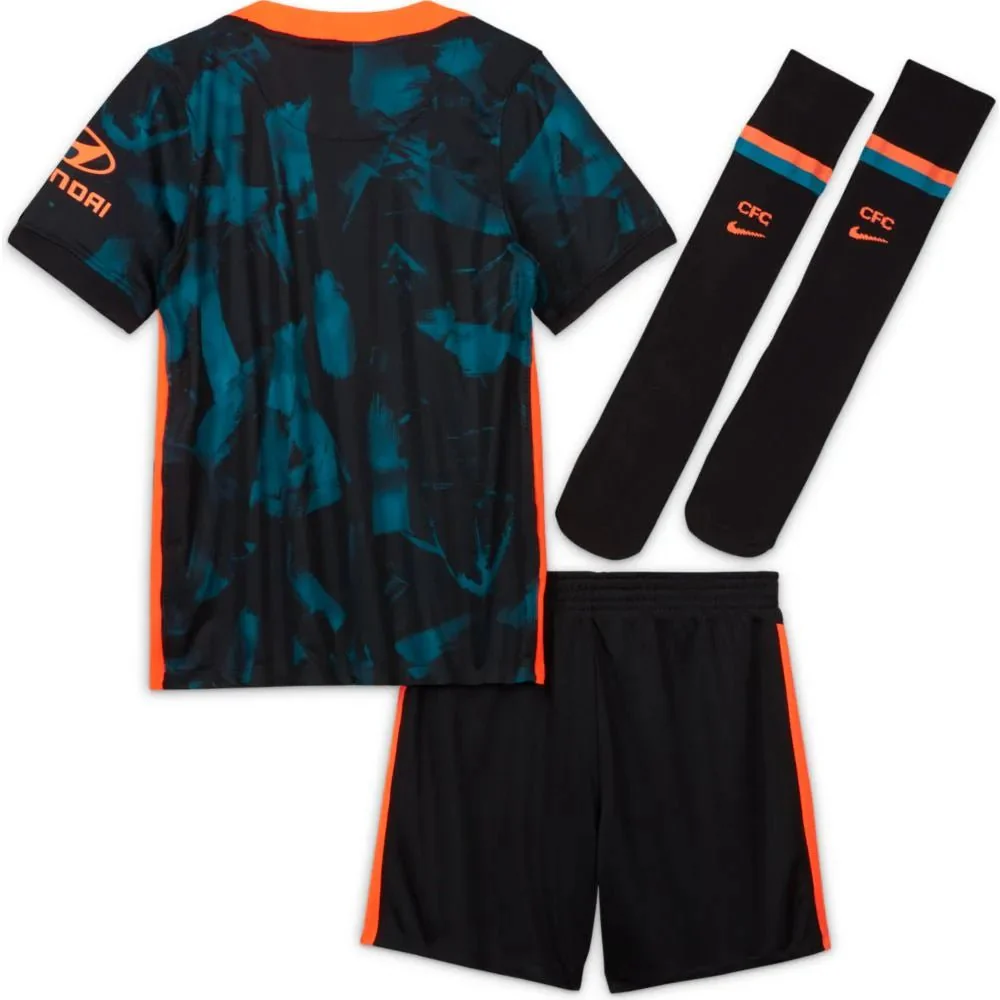 Nike 2021-22 Chelsea Youth Little Kids Third Kit - Blustery-Black-Hyper Crimson - Image 2