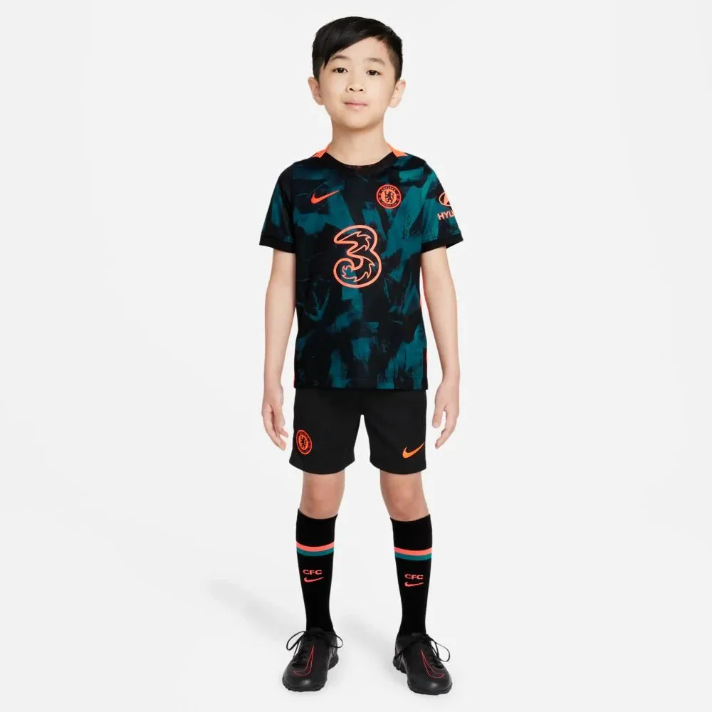 Nike 2021-22 Chelsea Youth Little Kids Third Kit - Blustery-Black-Hyper Crimson - Image 3