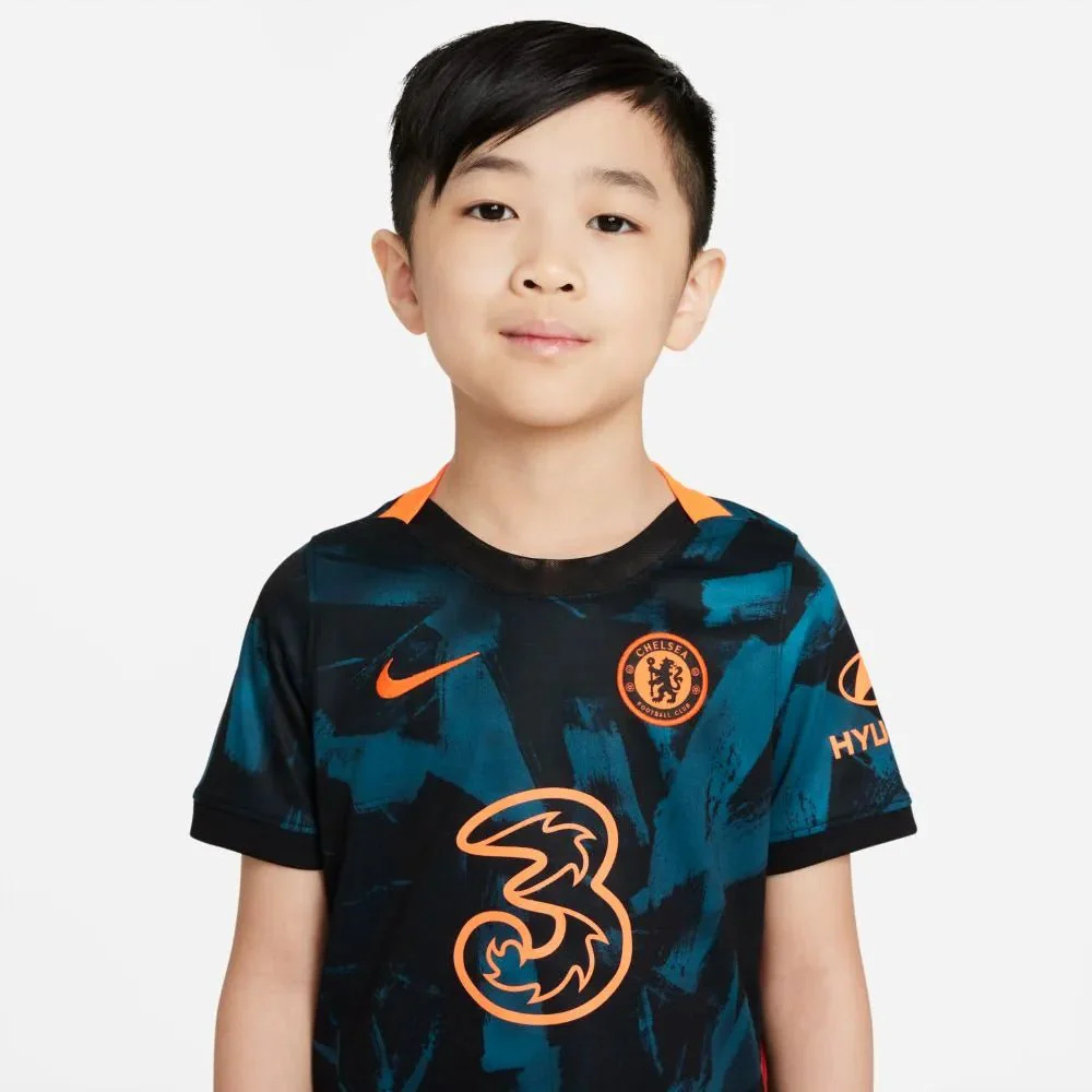 Nike 2021-22 Chelsea Youth Little Kids Third Kit - Blustery-Black-Hyper Crimson - Image 5