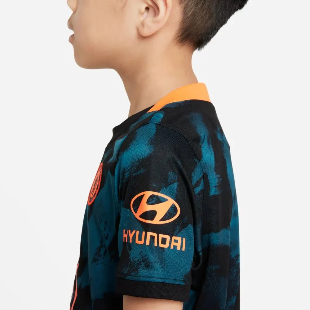 Nike 2021-22 Chelsea Youth Little Kids Third Kit - Blustery-Black-Hyper Crimson - Image 6