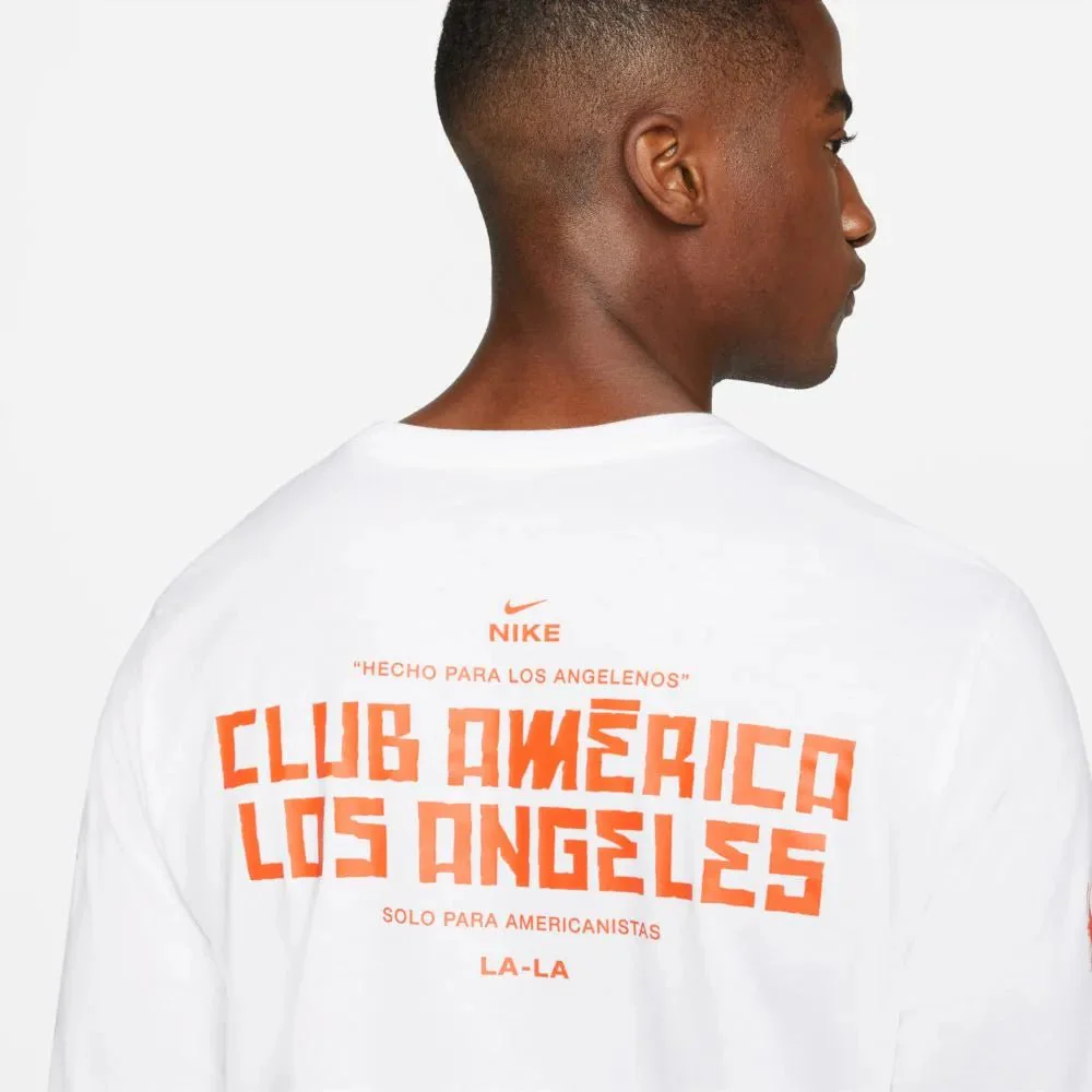 Nike 2021-22 Club America Long-Sleeve Voice Tee LAxLA - White-Orange - Image 4