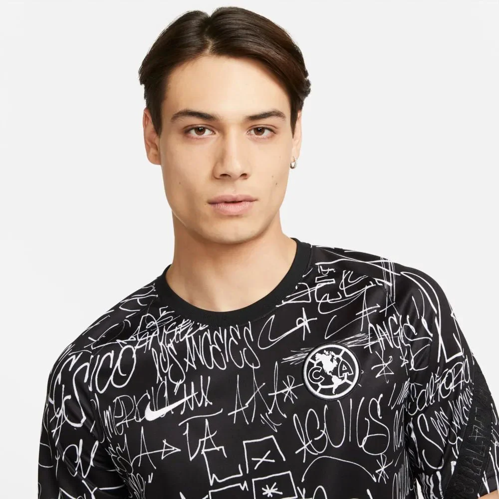 Nike 2021-22 Club America Pre-Match LA Jersey - Black-White - Image 3