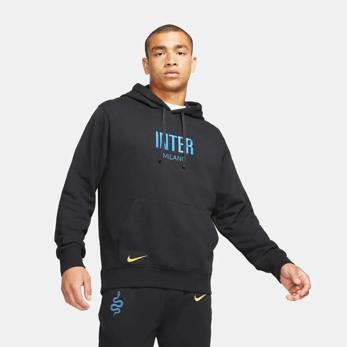 Nike 2021-22 Inter Milan GFA Fleece Hoodie - Black-Blue