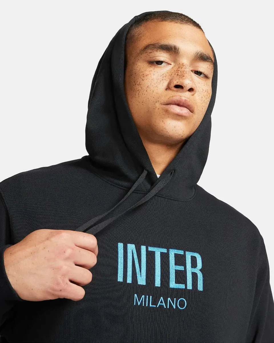 Nike 2021-22 Inter Milan GFA Fleece Hoodie - Black-Blue - Image 3